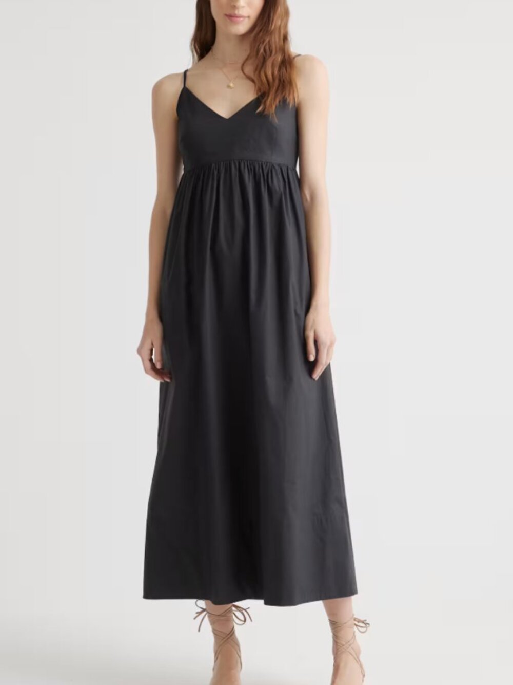 Quince 100% Organic Cotton Sleeveless Maxi Dress in Black